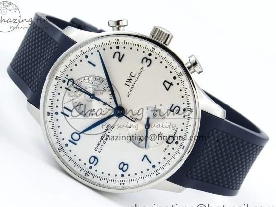 MIROTIME 0103 Casual Portuguese Chrono IW3716 Z+F 1:1 Best Edition White Dial on Blue Rubber Strap A 7016
